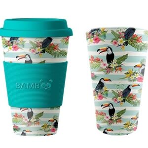 Bamboo Toucan Pattern Coffee Tea‎ 15oz Reusable Travel Eco-friendly Mug Cup